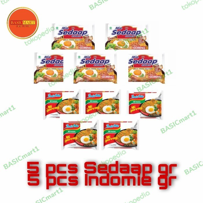 

(BestSeller) Paket sembako Sedaap gr 5 pcs + Indomie gr 5 pcs