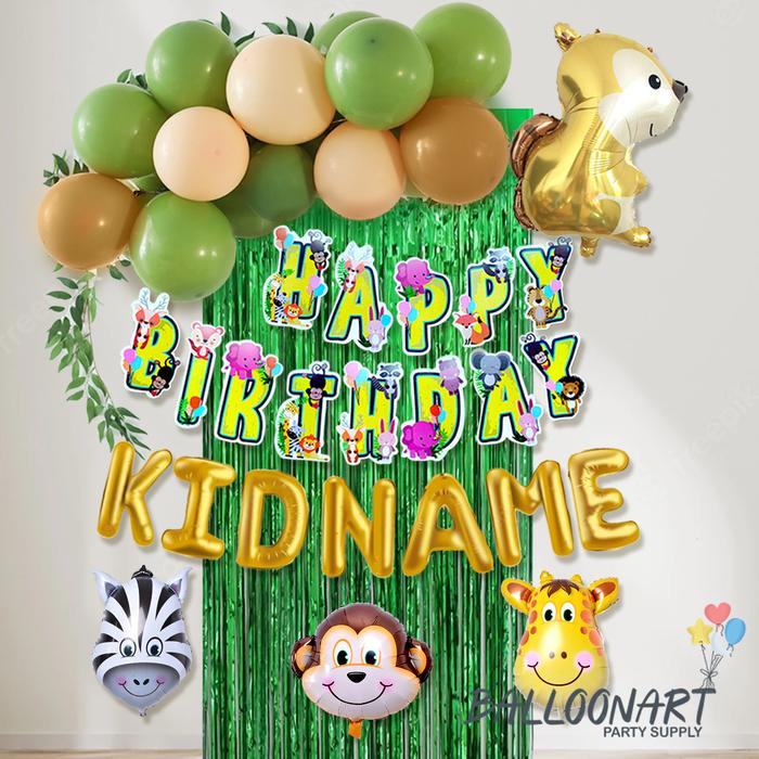 Woodland Jungle Balloon Decoration Set/Dekorasi Ulang Tahun Anak/Balon Foil Animal/Binatang Hutan
