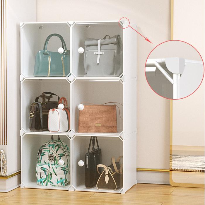 Dearglow_ Sierrahome, Lemari Plastik Dipasang : 53X37X142Cm Gisel Transparan Lemari Tas Buku Dan