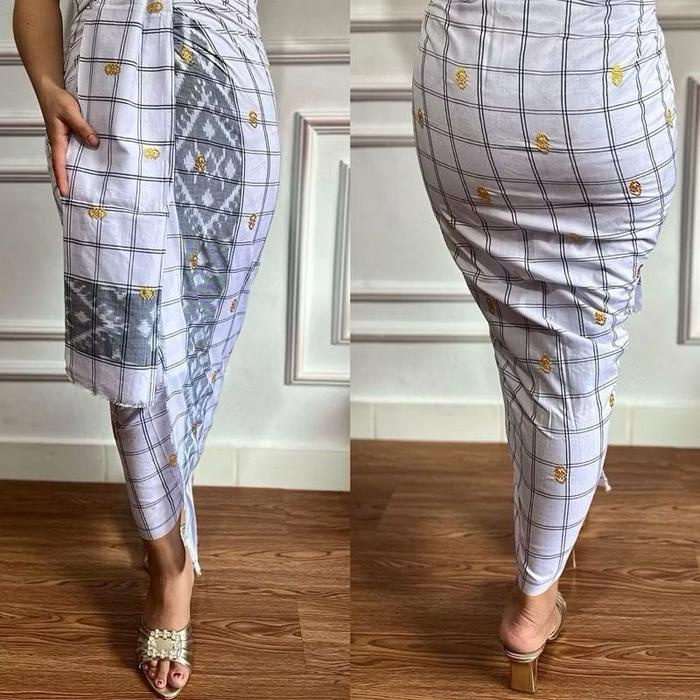 New Kamen Endek Dobol Kotak Set Selendang Songket Ready