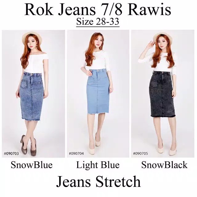 Rok Pendek Wanita Jeans 7/8 Rawis Skirt Import Kerja Formal Kantor Big