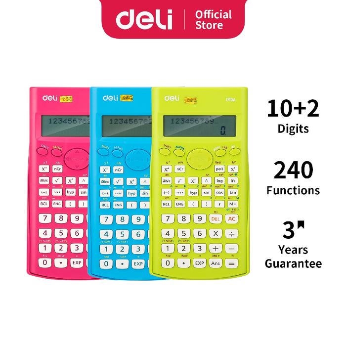 

Jual [READY] Deli Kalkulator Scientific 240 Fungsi/ 10+2 Digits Display besar garansi 3 tahun E1710A