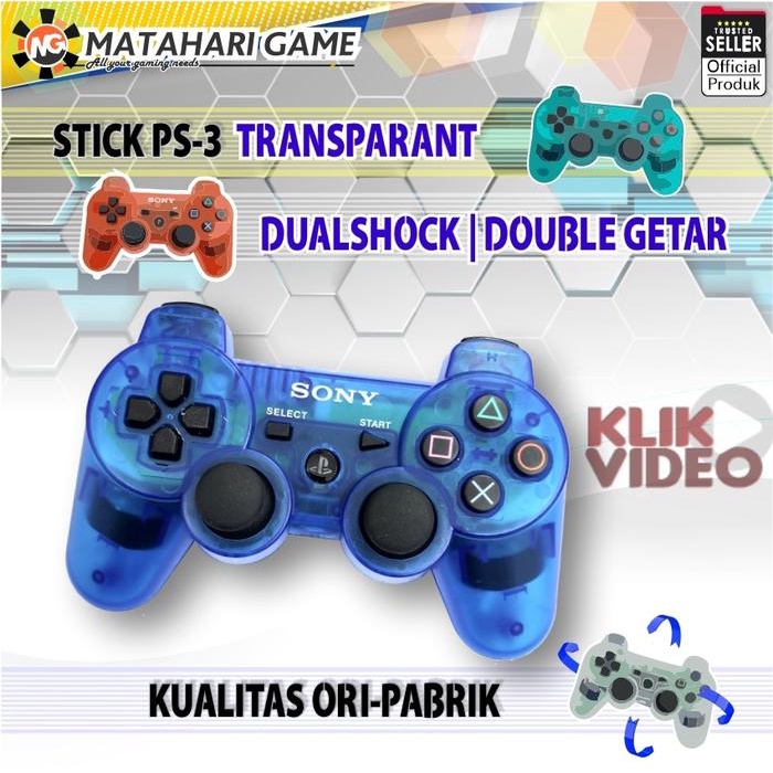 terbaru  stik ps3 / stick ps3 sony playstation 3 transparant biru dualshock wireles ready