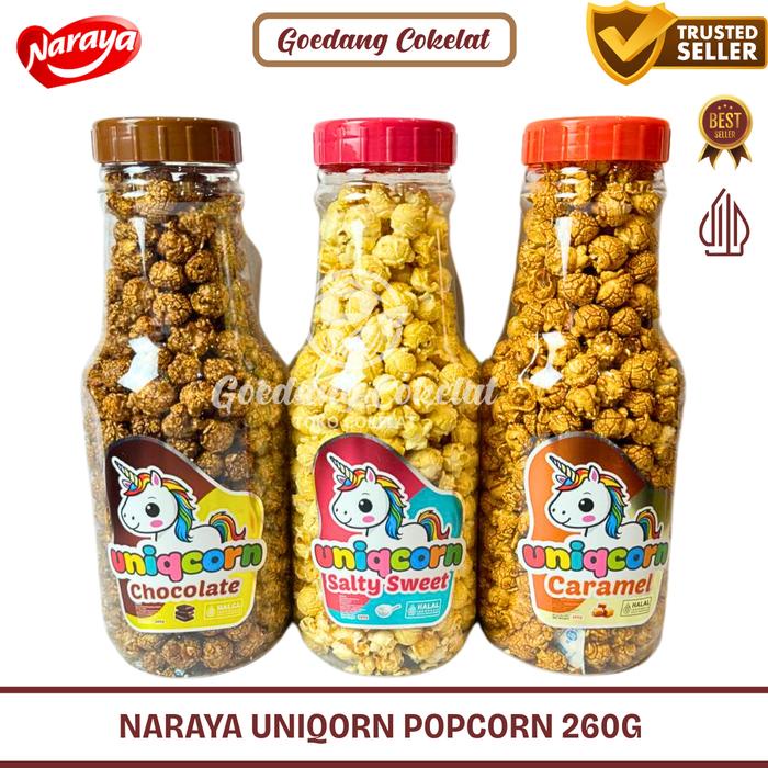 

terbaru !!! naraya uniqcorn popcorn big ball berondong jagung rasa coklat caramel sweet salty 260g