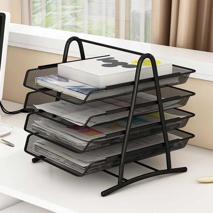 Rak Meja File Dokumen 4 Susun / Rak Dokumen Besi 4 Susun Hitam Desk