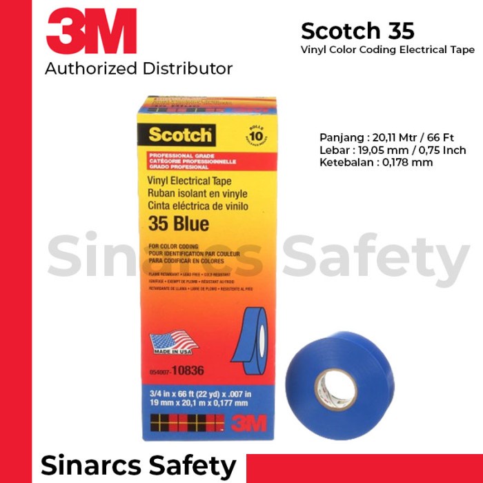 JT READY 3M SCOTCH 35 ISOLASI LISTRIK VINYL COLOR CODING ELECTRICAL TAPE