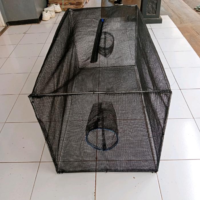 Ready Stock Jaring Perangkap Ikan 1X50X50 Bubu Jebakan Udang,Ikan Gabus,Full Set Kawat Lipat Siap
