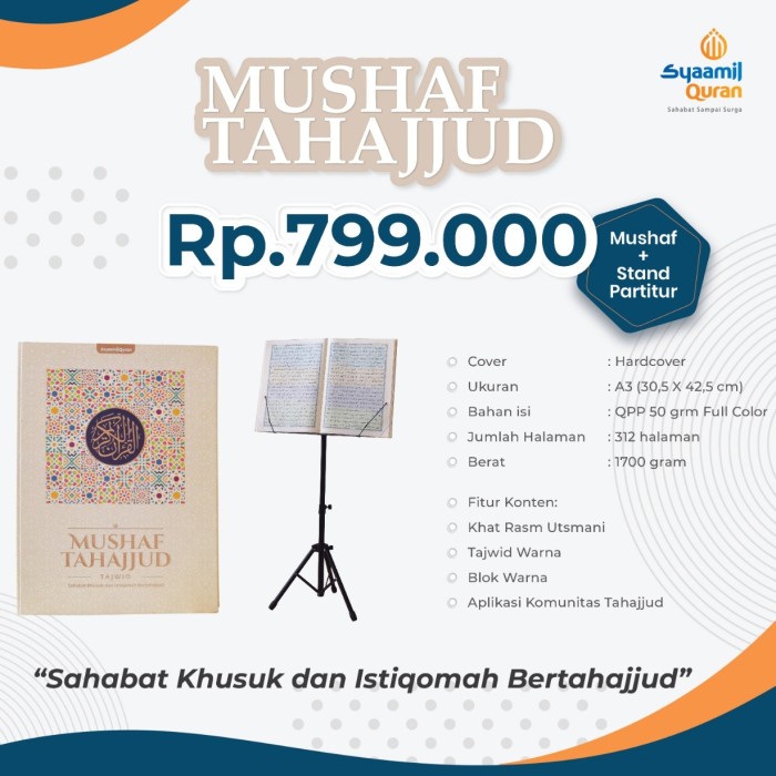 

ALQURAN TAJWID MUSHAF TAHAJJUD A3 JUMBO, QURAN SHALAT, AL-QURAN LANSIA BEST SELLER