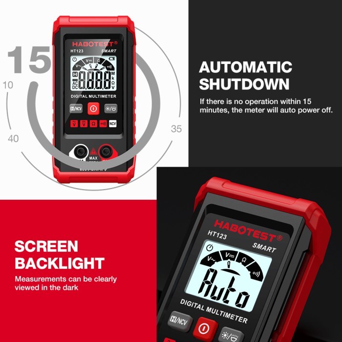 Promo Habotest Multimeter Digital Otomatis 600V Pengukur Tegangan Listrik Ac Dc Digital Multimeter