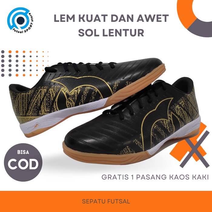 SEPATU PUTSAL ORTUSEIGHT CATALYST WARNA HITAM GOLD UKURAN 38 - 44