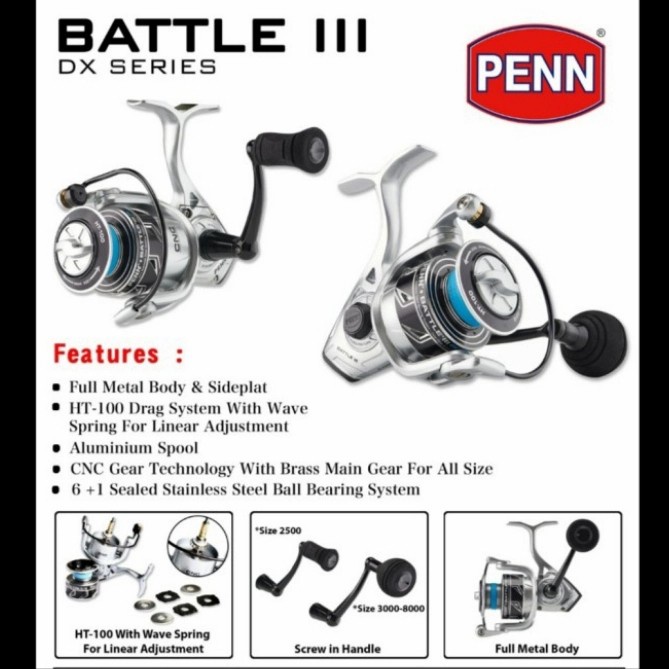Reel Penn Battle Iii Dx 2500 3000 4000 6000 8000 Ori Pen Batle Batel #Gratisongkir