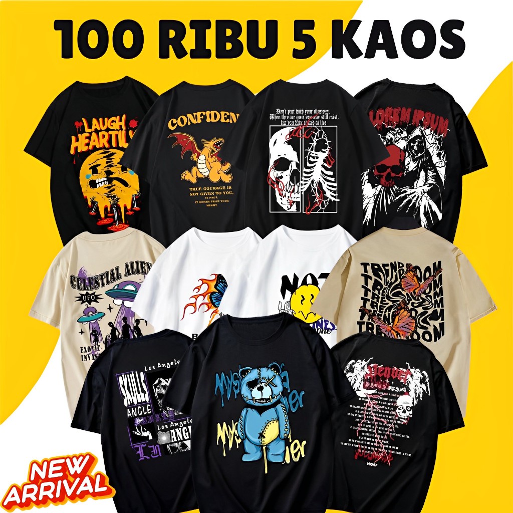 PROMO / BBS Promo Kaos Distro Pria Random 100ribu Dapat 5 pcs/Kaos Distro Pakaian Pria