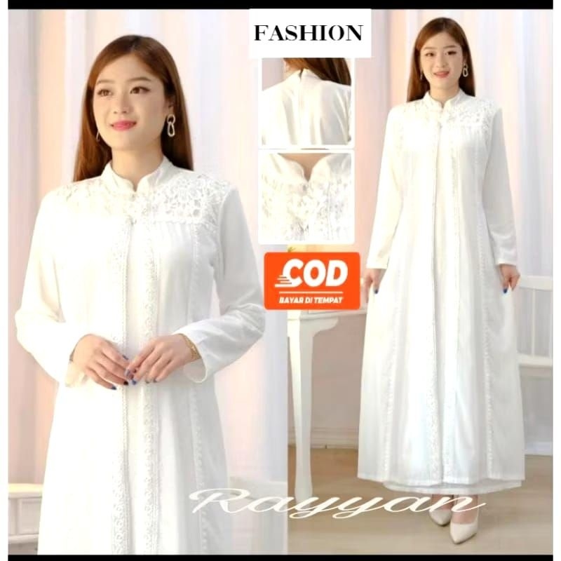PROMO / AMEENA DRESS Gamis Putih Wanita Gamis Terbaru Baju Muslim Wanita Busana Lebaran Umroh Brokat