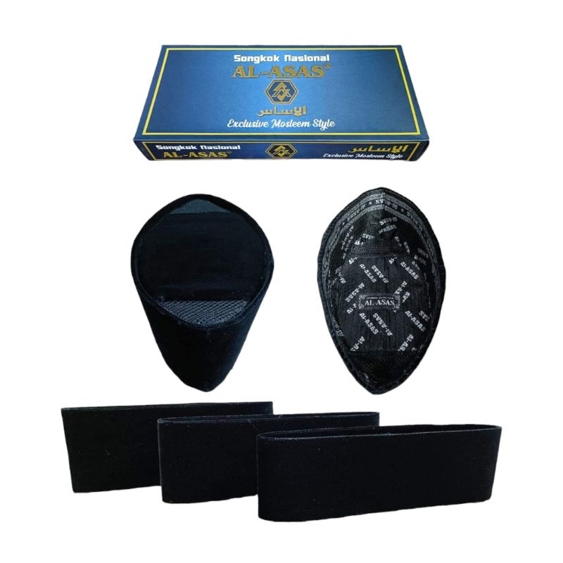 SONGKOK AL ASAS Murah, Songkok Nasional Al Asas AC, Songkok Hitam Nasional Tinggi 7 cm, Songkok Pres