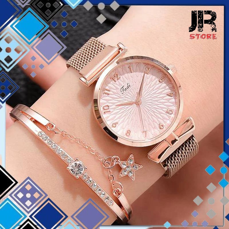 Jam Tangan Wanita Stainless Steel With Bracelet Lv01 Rose Gold Or White