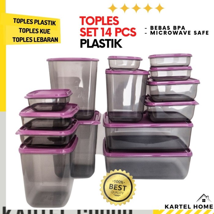 HOME Taperware Set Tempat Penyimpanan Makanan 14 Pcs Calista Bebas BPA