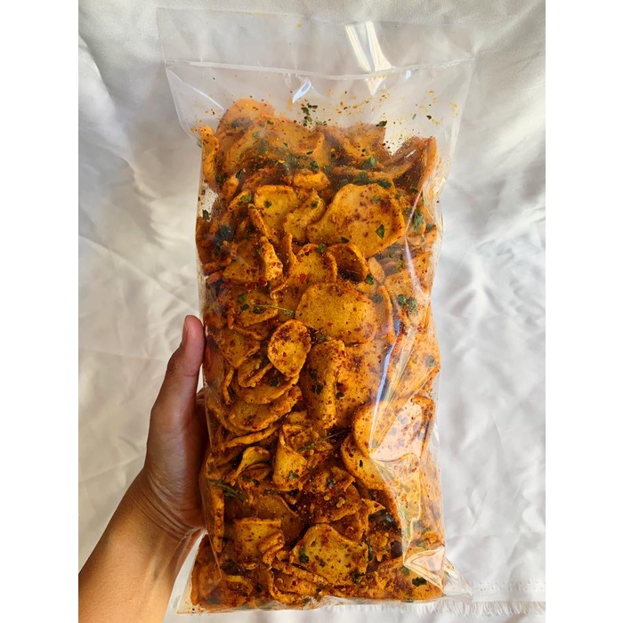 

500 GRAM - FLASH SALE BASRENG KOIN PEDAS EXTRA DAUN JERUK chili Food Pedas Makanan Cemilan Kripik