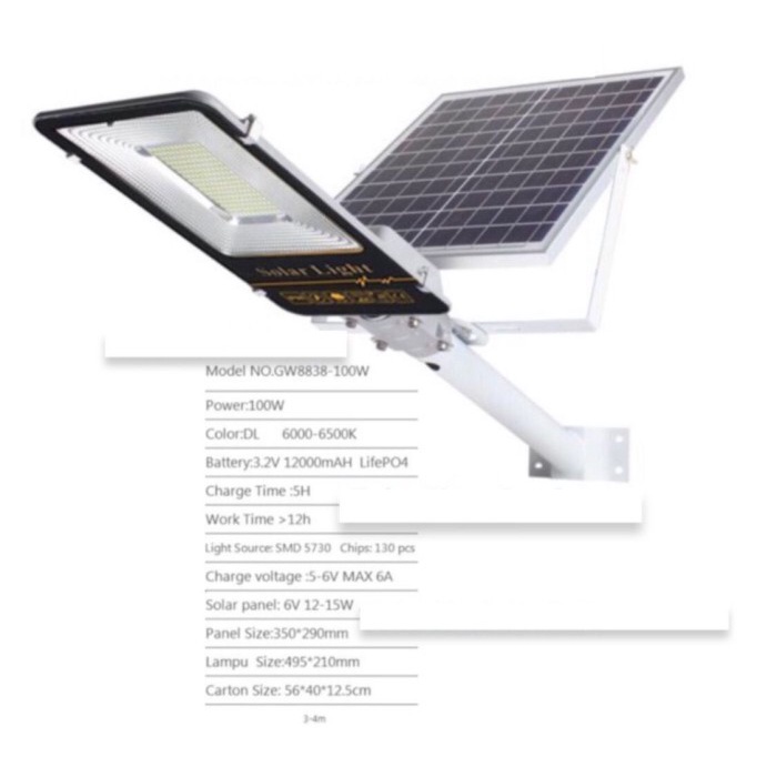 PREMIUM LAMPU JALAN TENAGA SURYA 100W PJU SOLAR CELL 100Watt PJU 100 watt