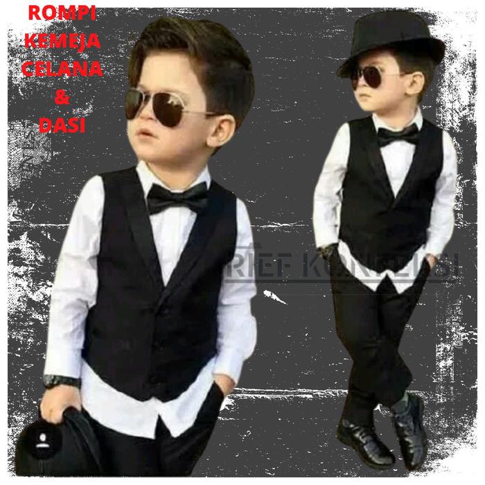 PREMIUM SETELAN ROMPI ANAK ROMPI , CELANA , KEMEJA , DAN DASI KUPU-KUPU VEST /ROMPI, CELANA , KEMEJA