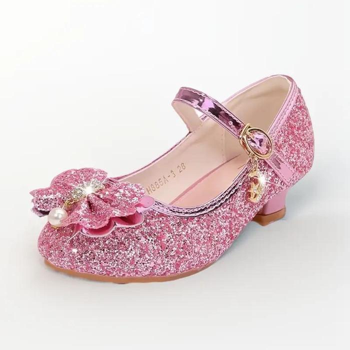 PREMIUM Sepatu Kulit Pernikahan Anak Perempuan Sepatu Ballet Hak Tinggi Model Dasi Kupu-kupu Payet