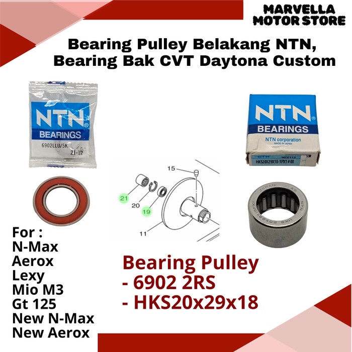 Laher Bearing Pulley Belakang & Bak CVT Aerox N-Max Lexy Mio M3 Soul GT 125 Fino 125 N Max New 155