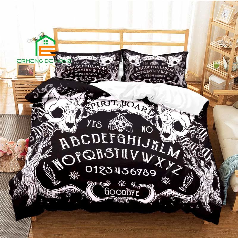 Dark Satanic Ouija Black Cat Duvet Cover Set Bedding For Aldult Kids Bed Set Game Quilt Cover
