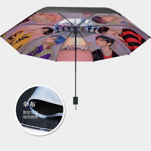 BIG SALE BTS Payung BT21 Payung Otomatis 3 Lipat 8 Tulang Anti-Uv Perlengkapan BTS Grup Pria Korea
