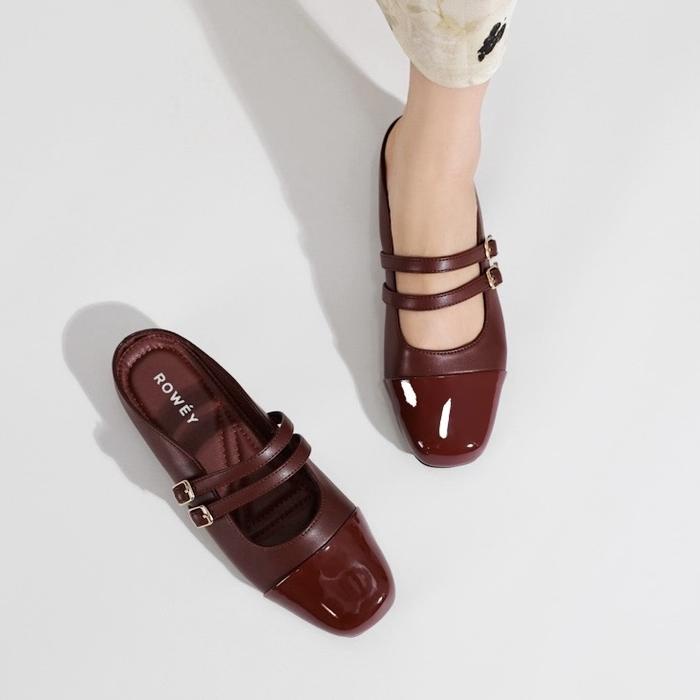 top Rowey Flat Shoes Wanita Sendal Mules Korea Patricia Karet