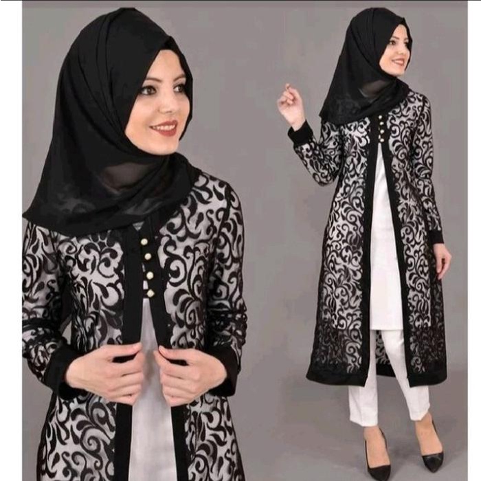 Terlaris Cardigan Brokat Kancing Cardigan Wanita Panjang Terbaru Kardigan Muslim