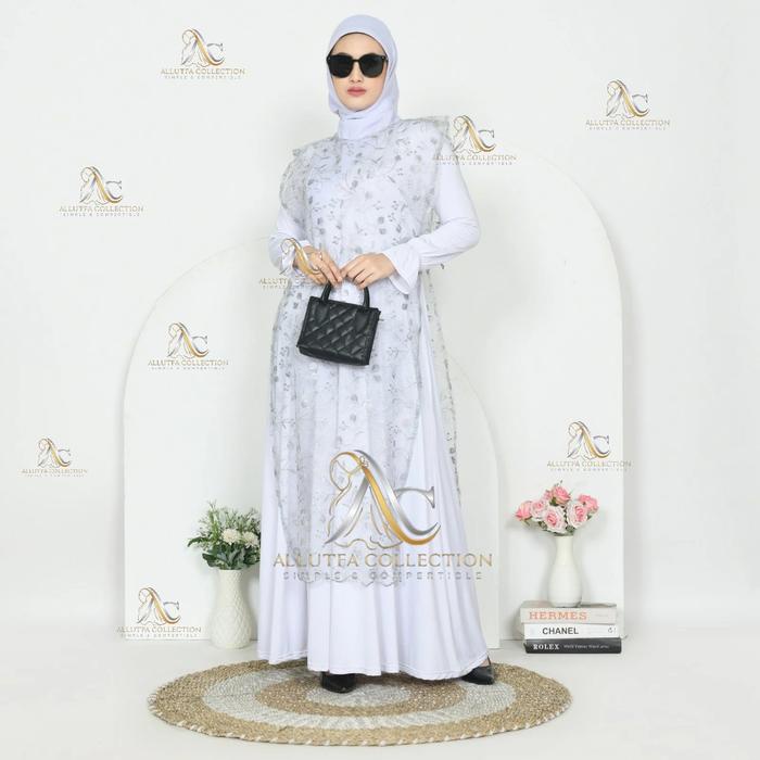 Promo Outer Brukat Kondangan Panjang Cardigan Rompi Wanita Mewah Motif Random