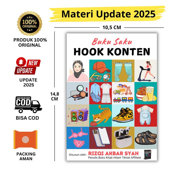 

Promo Buku Saku Original Hook Konten - Update 2025 Tiktok Affiliate Ukuran A6 By Rizqi Akbar Syah