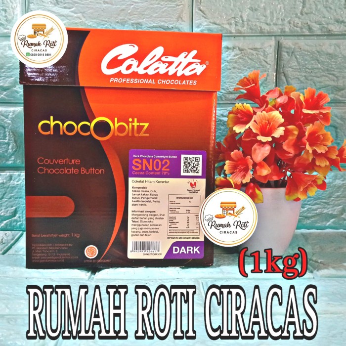 

DISKON COLATTA CHOCOLATE CHOCOBITZ 1KG SN02 DARK COUVERTURE COKELAT 1 KG COIN 70% READYY
