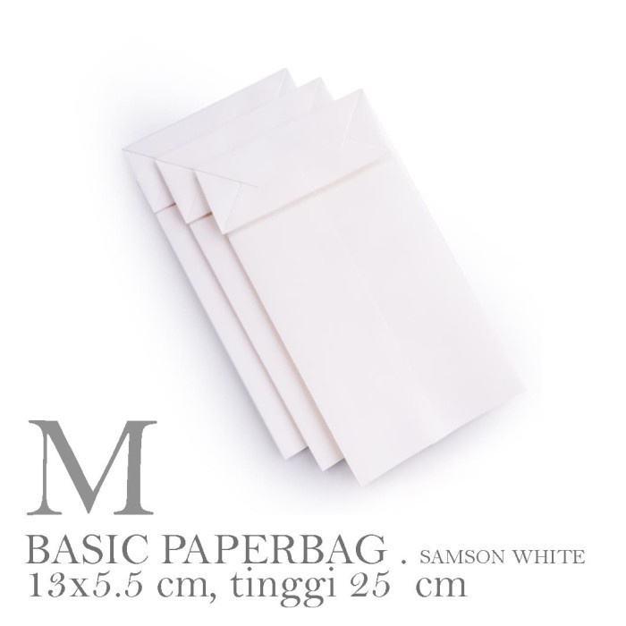 (BestSeller) BASIC PAPERBAG PREMIUM WHITE: MEDIUM (M) WHITE SAMSON 140gr