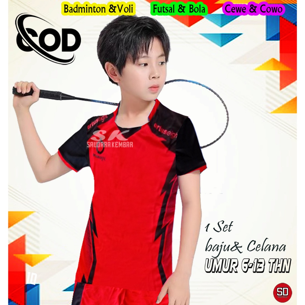 Promo Baju Olahraga Badminton Futsal Voli Bola Anak Laki Laki Perempuan Murah