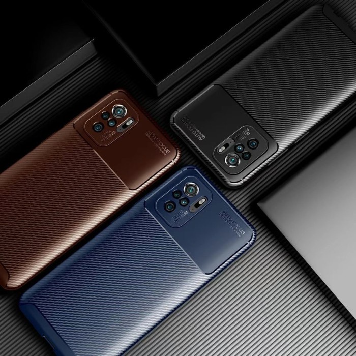 Case Redmi Note 10 Note 10 Pro Note 10S Rugged Carbon Soft Casing