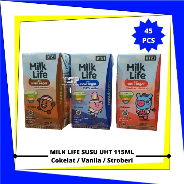 

(BestSeller) Susu UHT MILK LIFE Varian Rasa 115ml x 45 pcs (1 Karton)