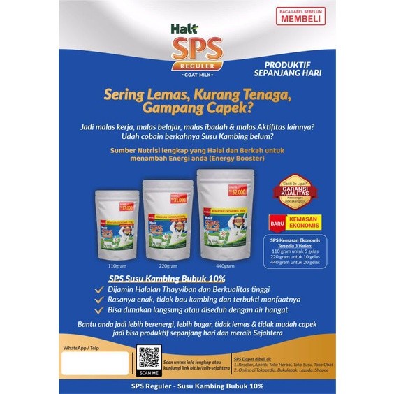 

(BestSeller) SUSU KAMBING BUBUK HALT SPS KEMASAN POUCH 110g 220g 440g / susu kambing SPS / susu sps