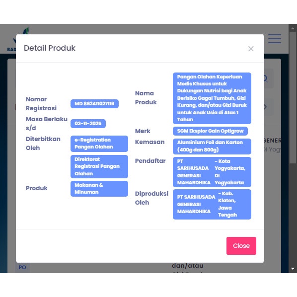 Terbaru Sgm Eksplor Gain Optigrow 1 Plus Vanilla 400 Gram Cod