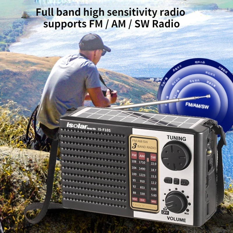 Portable Solar Radio Emergency Fm Am Sw Radio Full Band High Sensitivity Wireless Bluetooth Led
