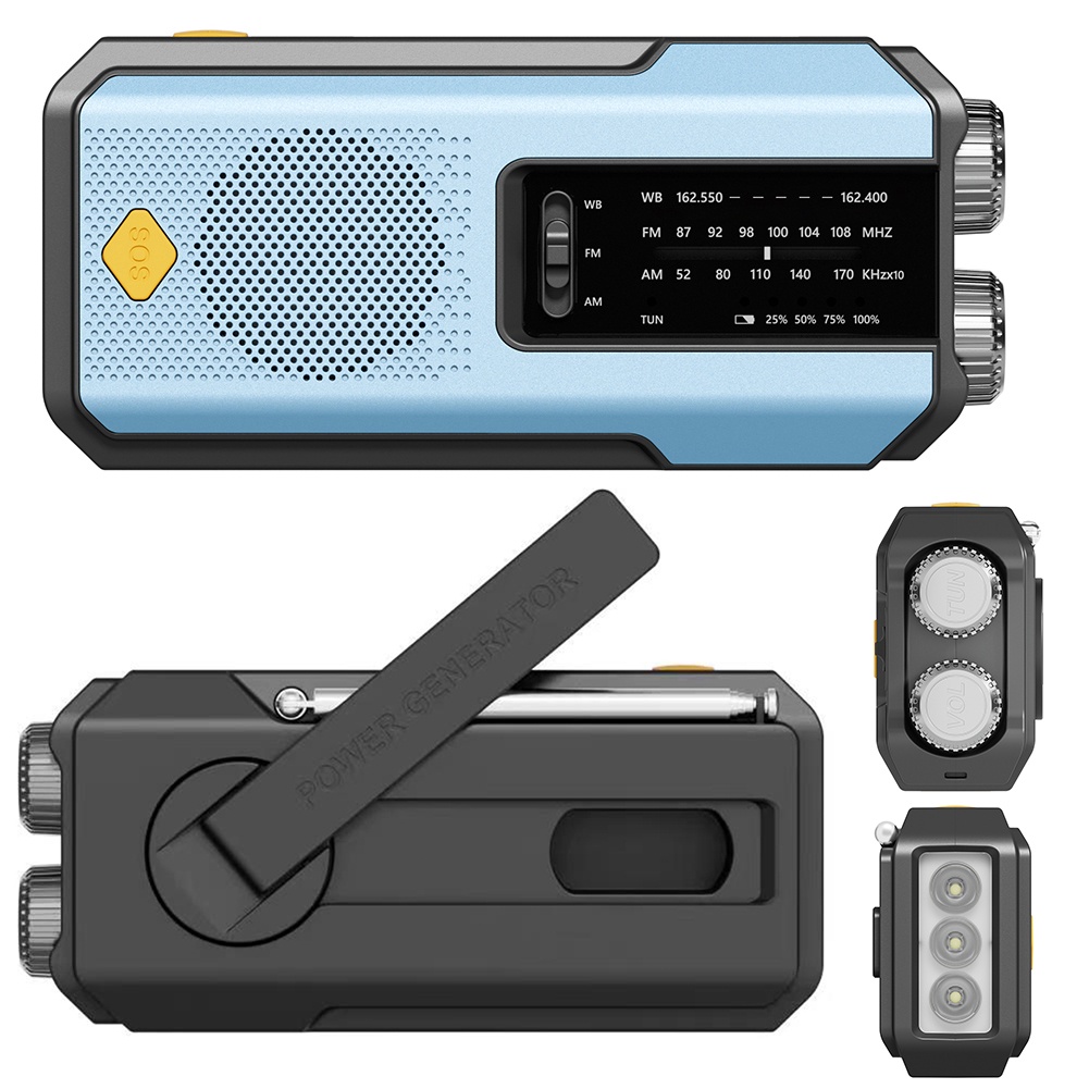 Emergency Hand Crank Radio 2000Mah Power Bank Phone Charger Am/Fm/Wb Noaa Portable Weather Radio Sos