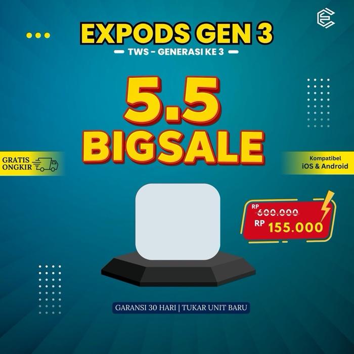 Expods Gen 3 TWS Earphone Bluetooth Wireless Charging Case