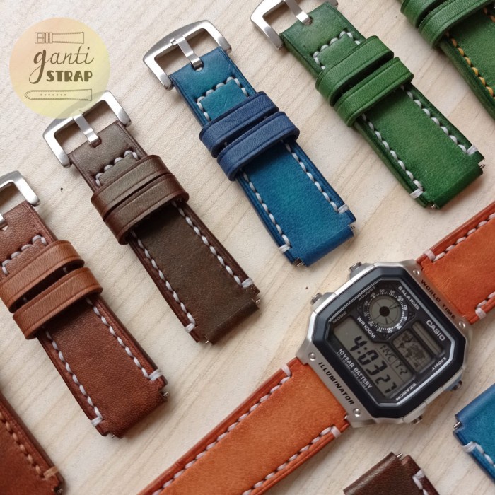 GASS. TALI JAM TANGAN KULIT CASIO ILLUMINATOR AE-1200WH AE-1200WHD HANDMADE