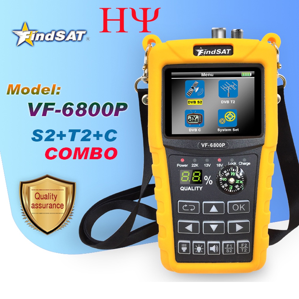 Findsat Vf-6800P Digital Satellite Finder Combo Support Dvb-T2/Dvb S2/Dvb C Sat Finder Meter For