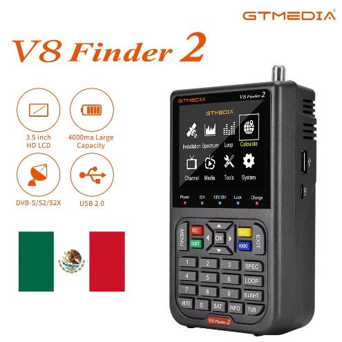 V8 Finder 2 Dvb-S2 1080P Satellite Tv Finder Digital Fta Dvb-S/S2/ S2X Signal Detector Receiver Lcd