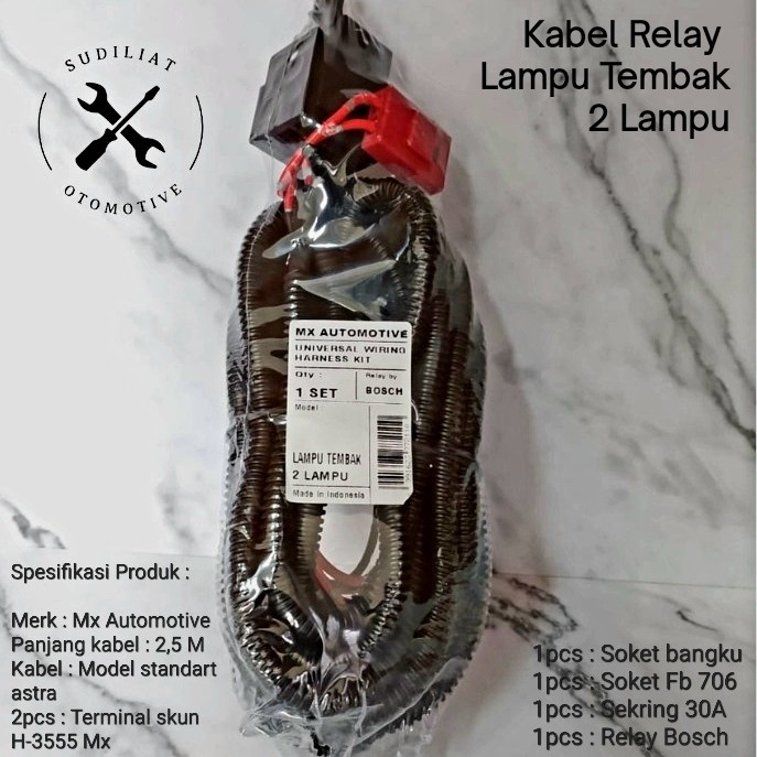 KABEL RELAY SET LAMPU FOGLAMP / TEMBAK MOBIL + RELAY BOSCH - 2 LAMPU