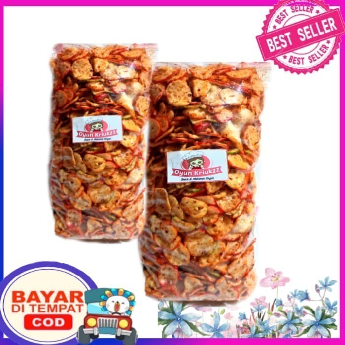 

Kerupuk seblak kering kencur 500gram /seblak kering pedas daun jeruk