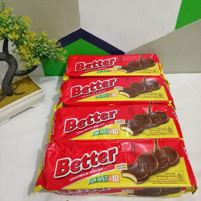 

Paket 4pcs Better biskuit coklat vanila netto @100g Snack Krim Vanilla