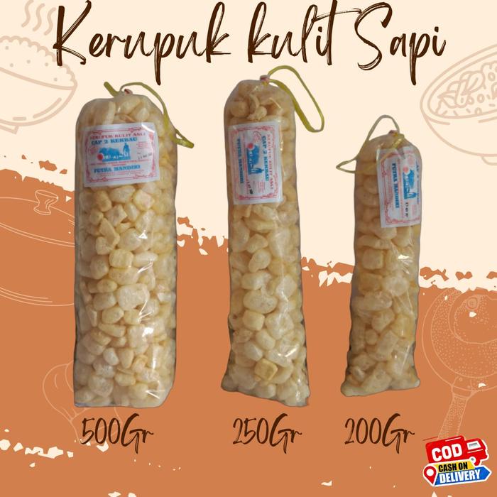 

KERUPUK KULIT SAPI 1 BAL 200GR ASIN & GURIH DOROKDOK RAMBAK Goreng Hitam