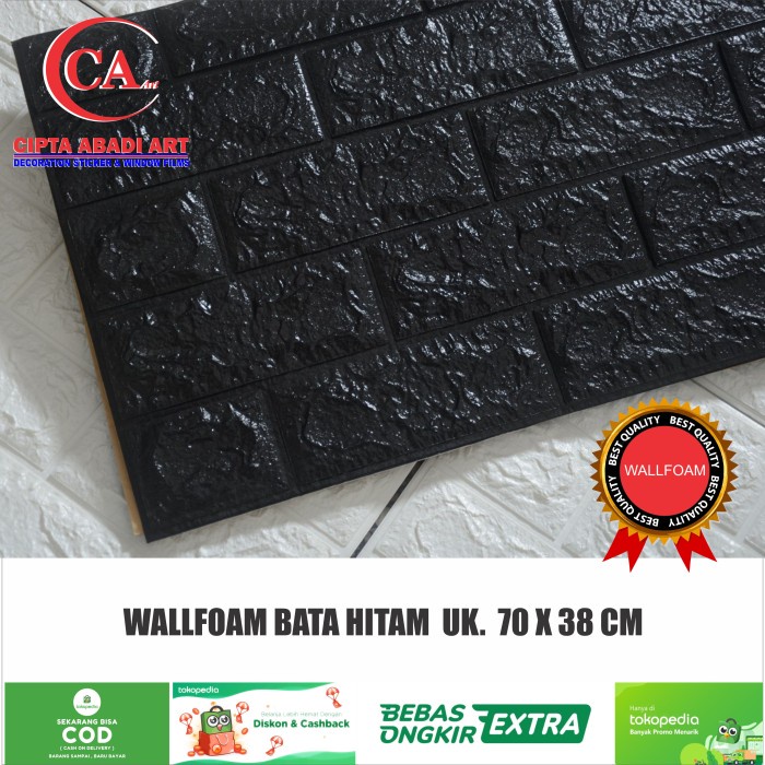 Stiker dinding Wallpaper foam 3D Bata Putih ,Hitam dll