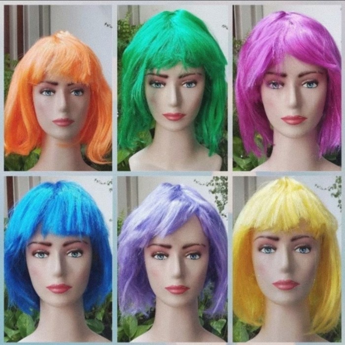 PREMIUM Wig / rambut palsu bop warna warni